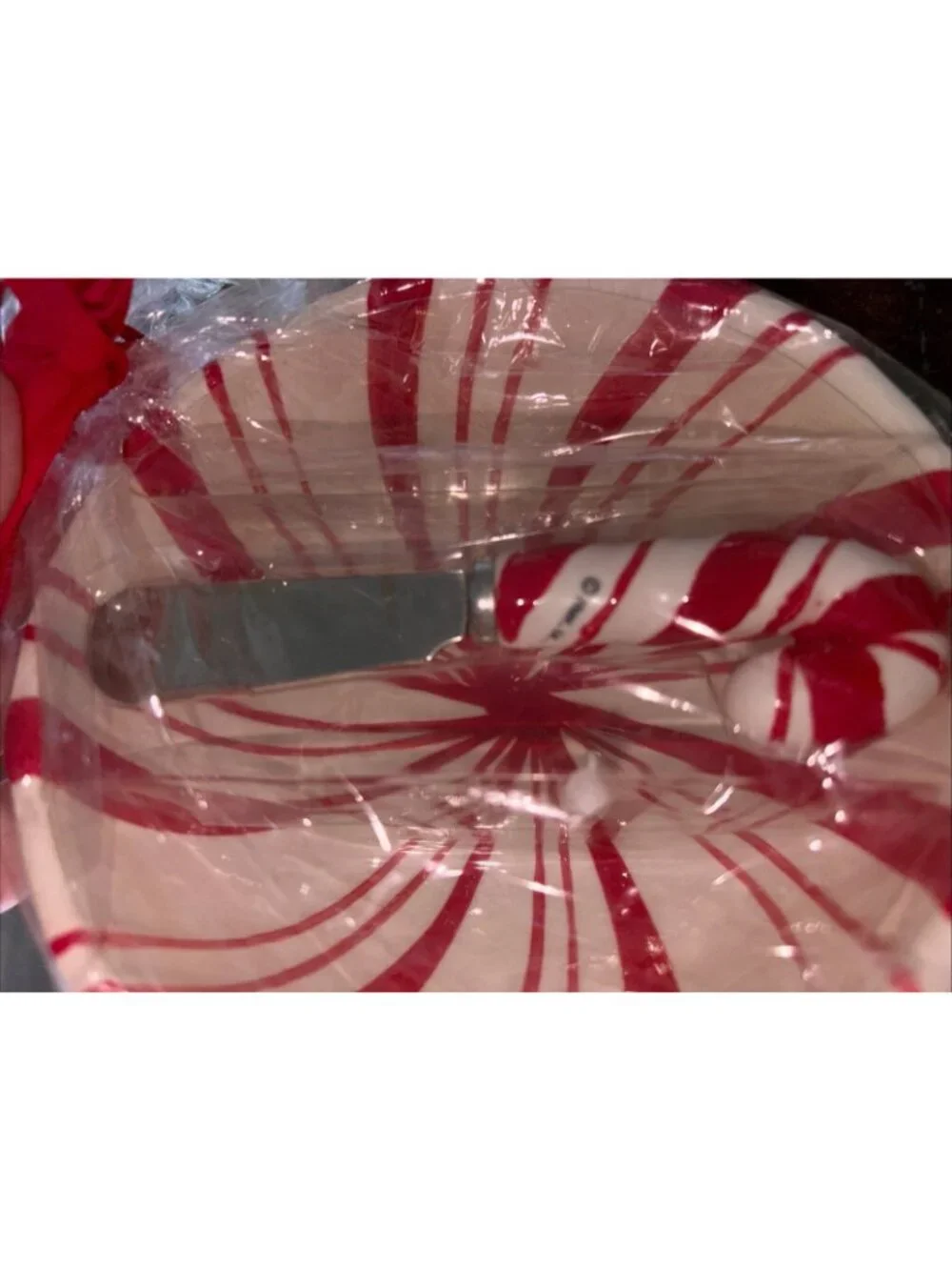NWT’s-Hallmark Peppermint Dip Bowl With Spreader-5” Diameter